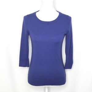 Halogen Blue wool 3/4 length sleeves sweater size small
